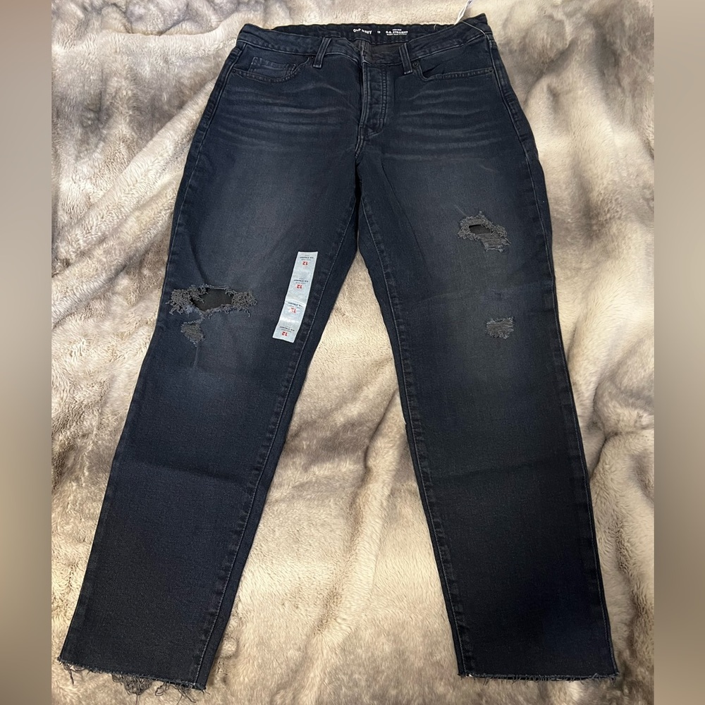 Old Navy Distressed High Rise O.G. Straight Jeans Size 12 NWT